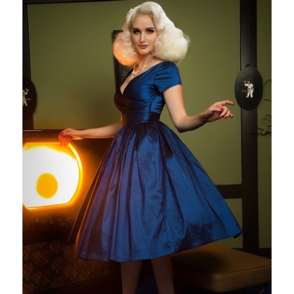 Pinup Couture Ava swing dress blue vintage Large